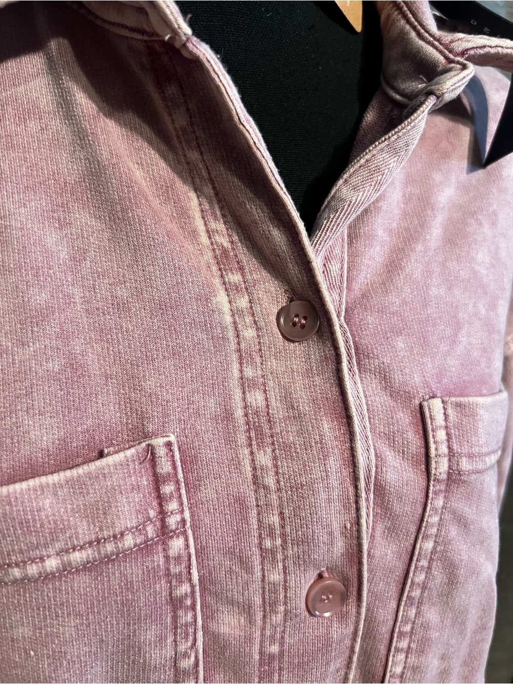 Jane and Delancey Washed Pink Denim Jacket with Patch Pockets